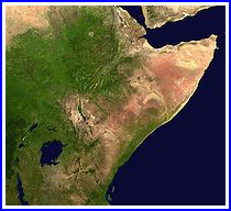 Satelliet foto van de Hoorn van Afrika