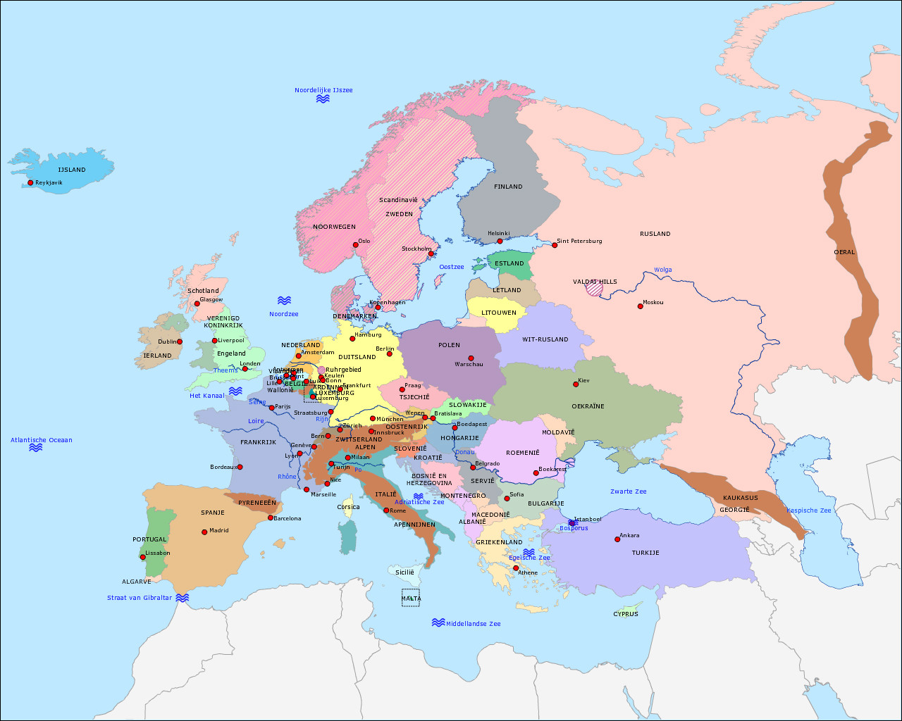Rond en rond Gemoedsrust Hub Topografie Basiskaart Europa | www.topomania.net