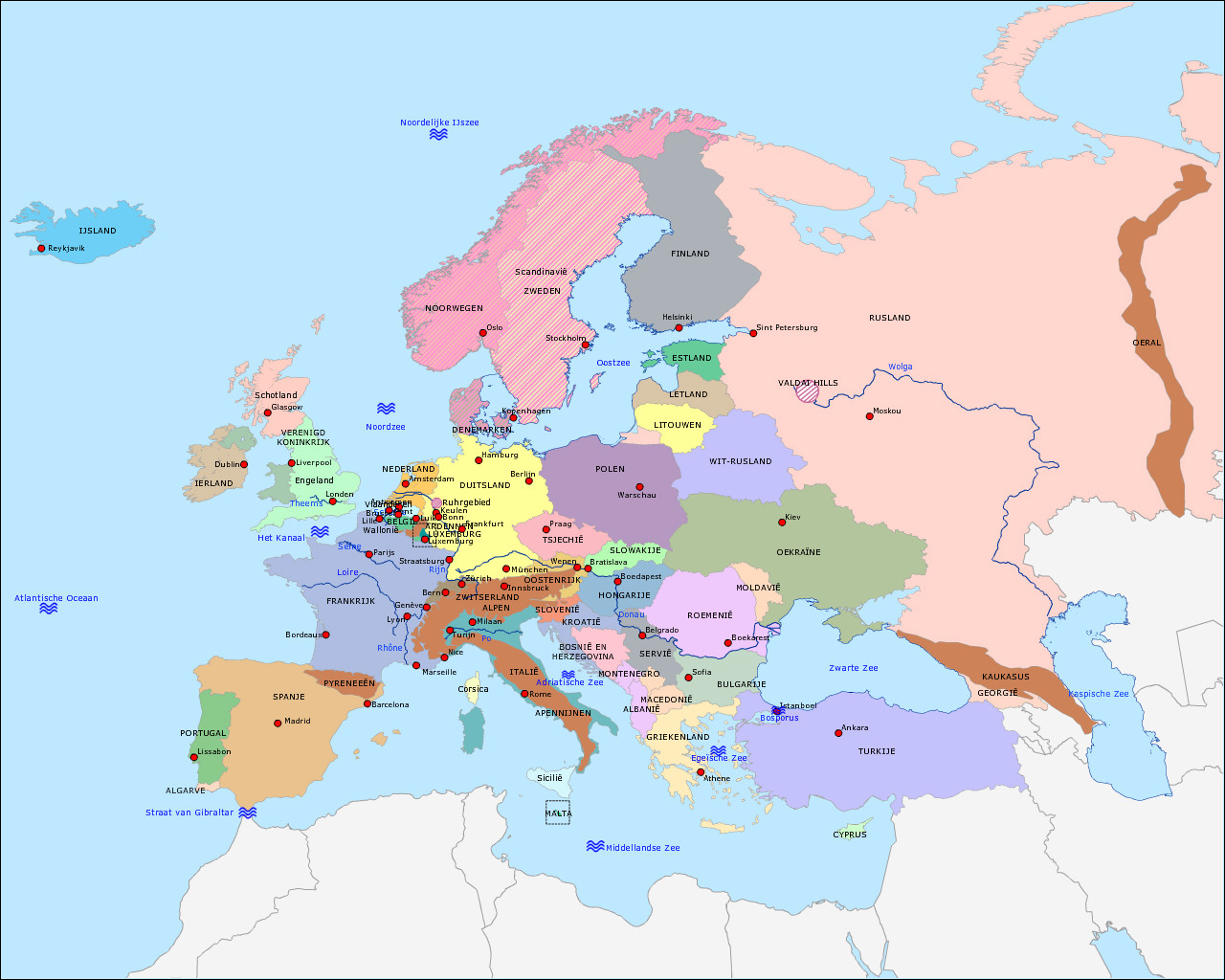 Topografie Basiskaart Europa Www topomania