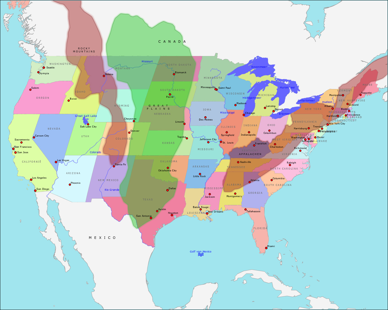 Loodgieter Gaan Maak een bed Topografie De Verenigde Staten van Amerika (uitgebreid) | www.topomania.net