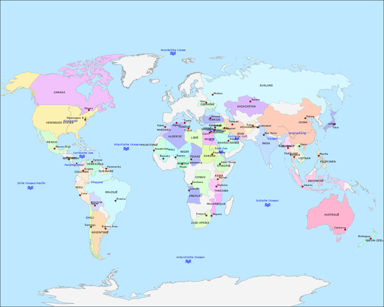 Topografie De Wereld Landen Plaatsen En Water