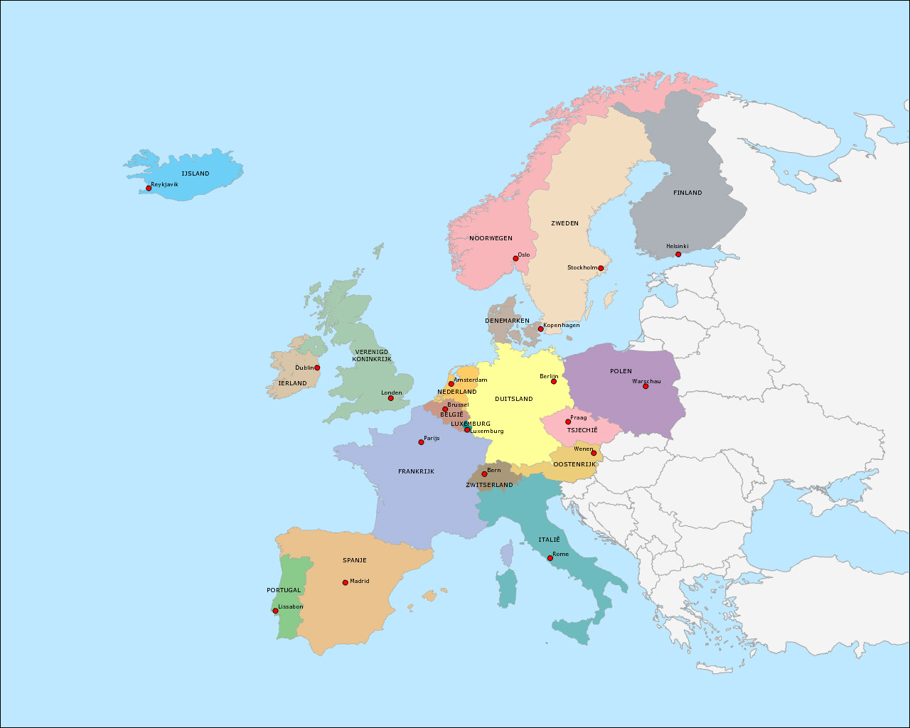 Landen en Hoofdsteden van Europa (deel 1)
