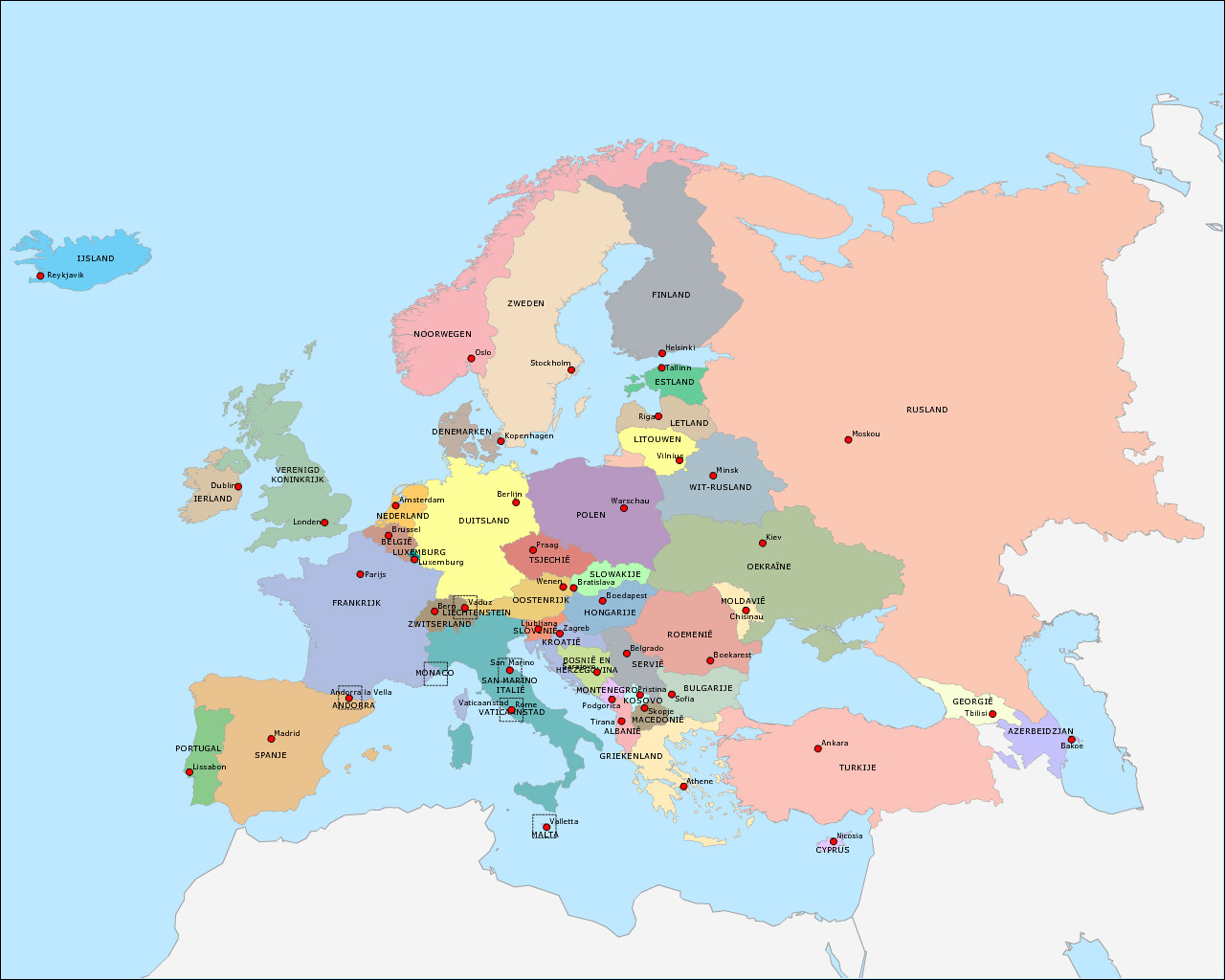Topografie Landen En Hoofdsteden Van Europa (Deel 2) | Www.Topomania.Net