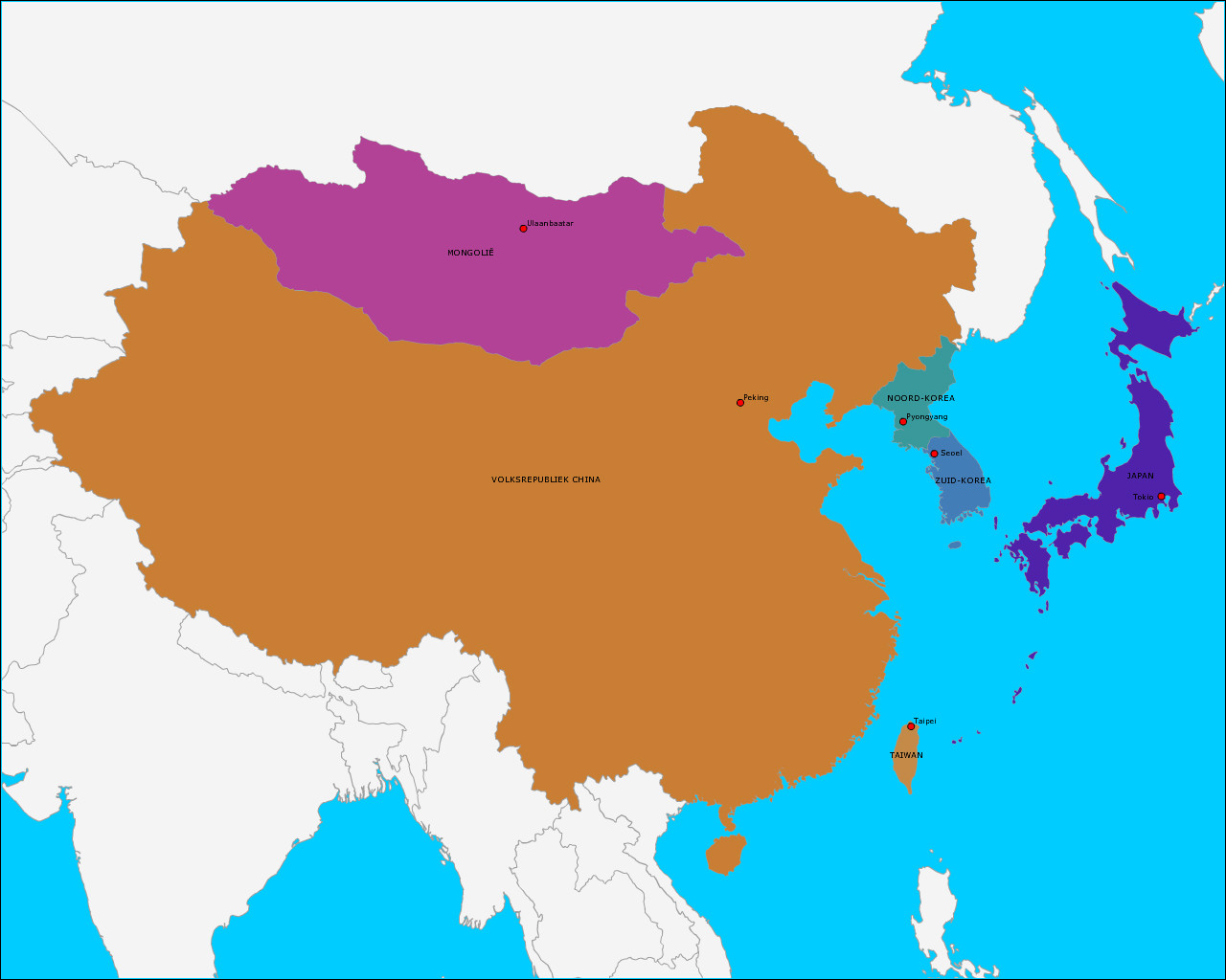 Topografie Landen en hoofdsteden van Oost  Azi  www 