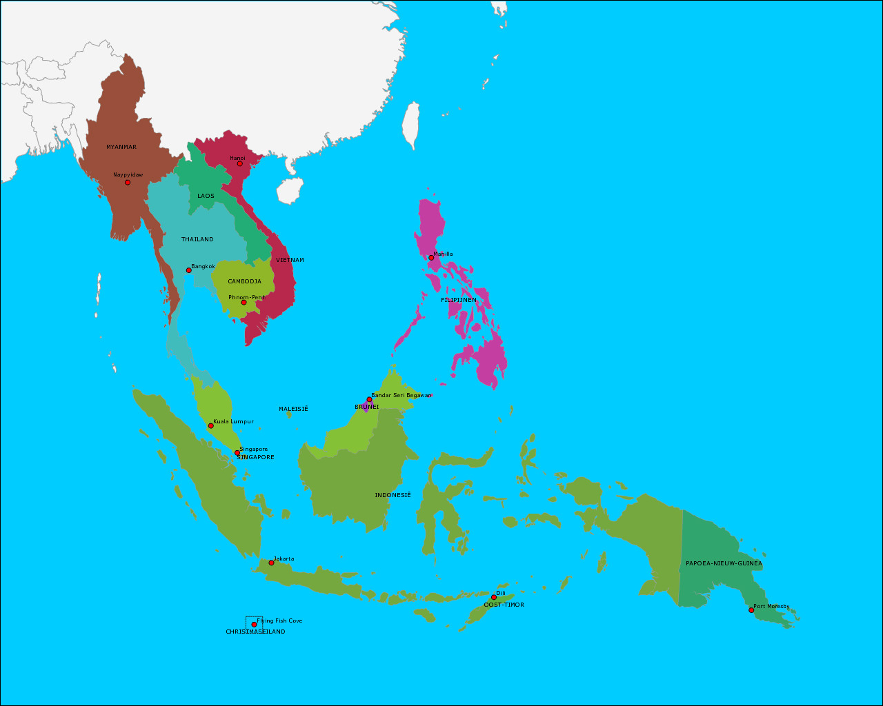 Topografie Landen en hoofdsteden van Zuid Oost  Azi  www 