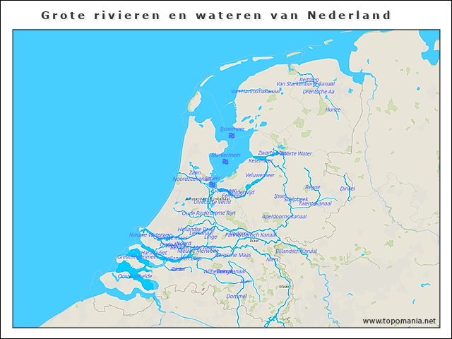 Topografie Grote rivieren en wateren van Nederland | www.topomania.net