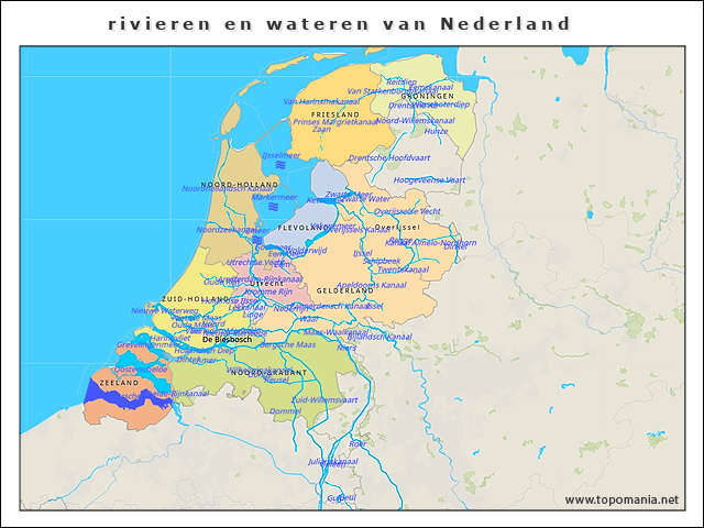 Topografie rivieren en wateren van Nederland | www.topomania.net