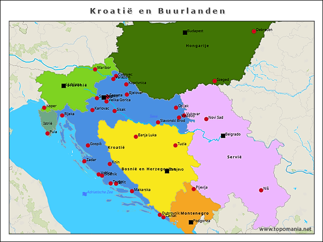 Topografie Kroatië en Buurlanden | www.topomania.net