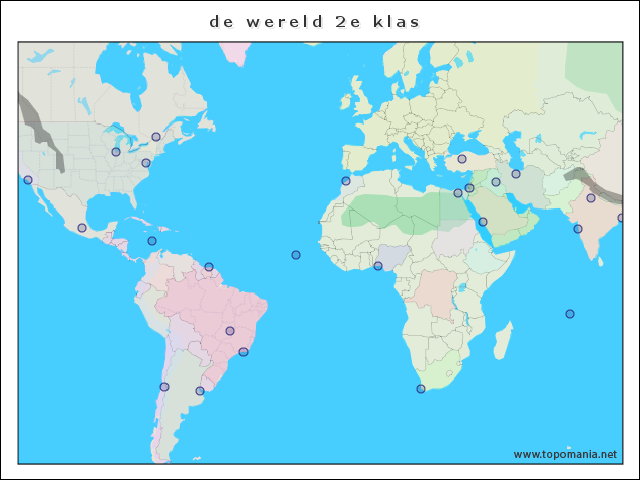 Topografie de wereld 2e klas | www.topomania.net