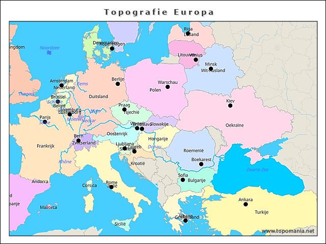 Topografie Topografie Europa klas 1 | www.topomania.net
