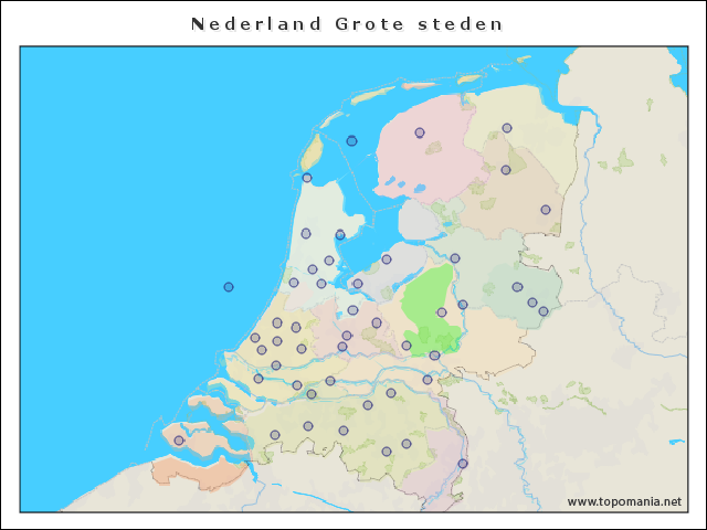 Topografie Nederland Grote steden | www.topomania.net