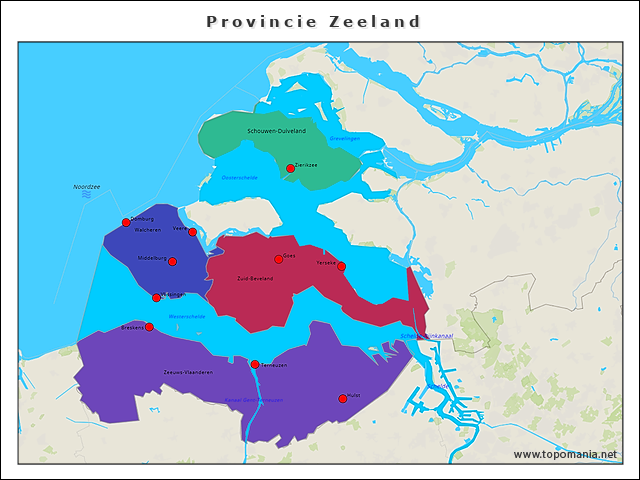 Kaart Zeeland Met Plaatsen - kaart