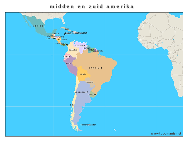 Topografie midden en zuid Amerika | www.topomania.net