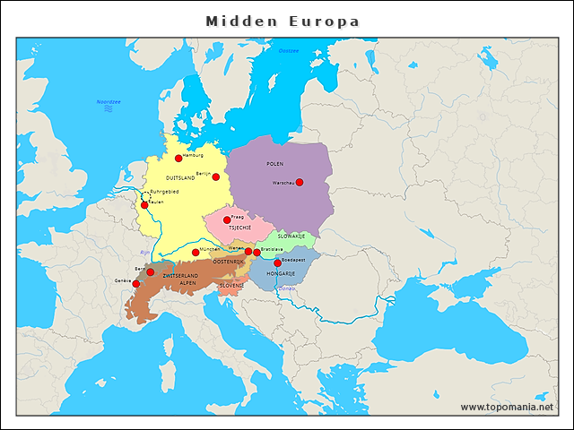 Topografie Midden Europa wijzer hoofdstuk 3 oefenen groep 7 | www
