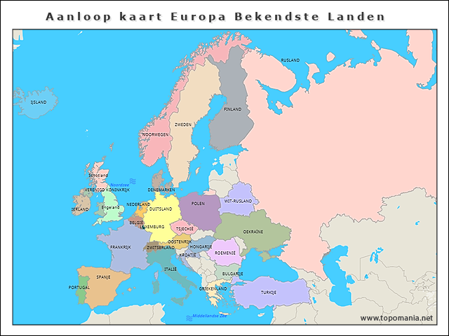 kaart Europa Bekendste Landen | www.topomania.net