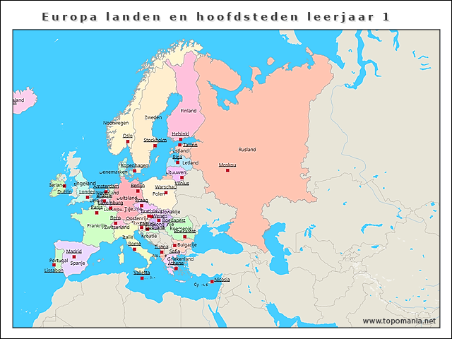 europa-landen-en-hoofdsteden-leerjaar-1