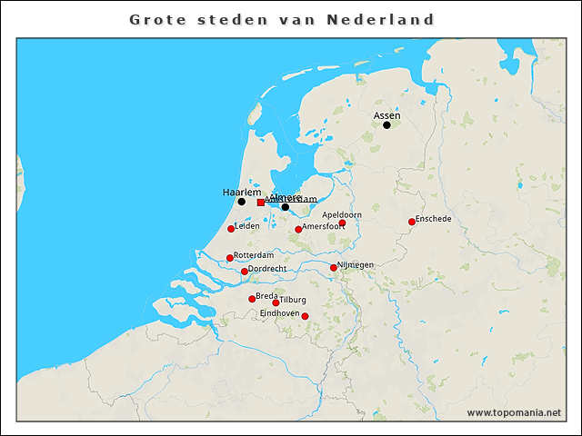Topografie Grote steden van Nederland | www.topomania.net