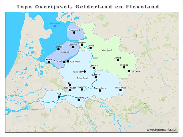 Topografie Overijssel, Gelderland en Flevoland | www.topomania.net