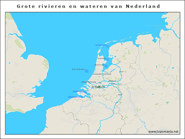 Topografie Grote rivieren en wateren van Nederland | www.topomania.net