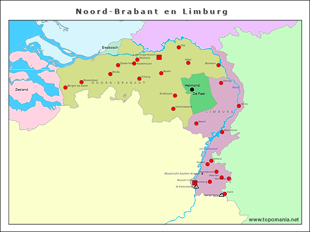 Topografie Noord-Brabant en Limburg | www.topomania.net