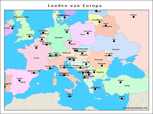 Topografie Landen van Europa | www.topomania.net