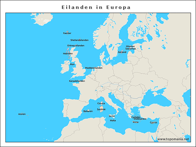 Topografie Eilanden in Europa | www.topomania.net