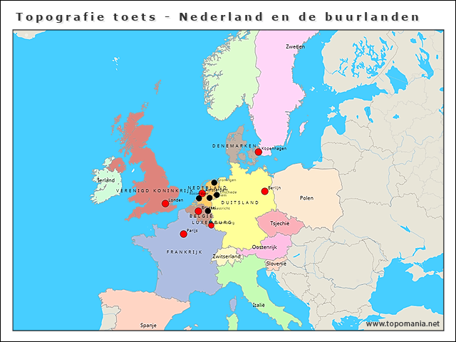 Topografie Topografie toets - Nederland en de buurlanden | www