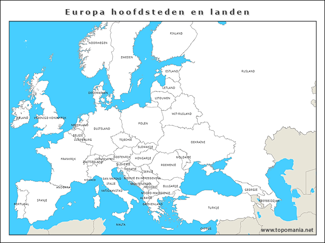 Topografie Europa hoofdsteden en landen | www.topomania.net