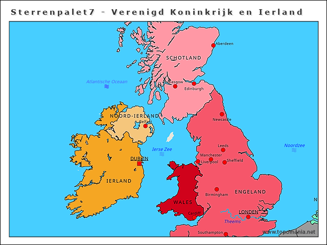 Topografie Sterrenpalet7 - Verenigd Koninkrijk en Ierland | www