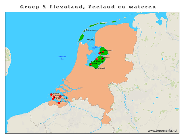 Topografie Groep 5 Flevoland, Zeeland en wateren | www.topomania.net