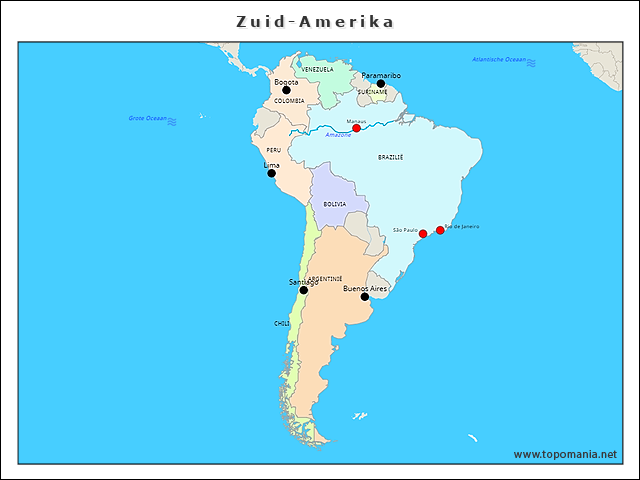 Topografie Zuid-Amerika | www.topomania.net