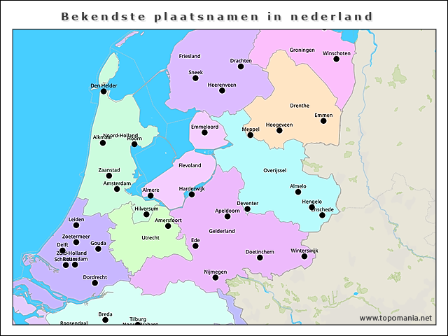 Topografie Bekendste plaatsnamen in nederland | www.topomania.net