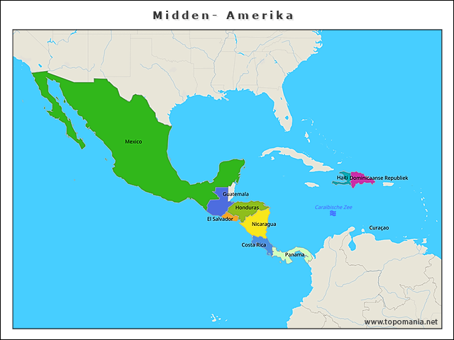 Topografie Midden- Amerika | www.topomania.net