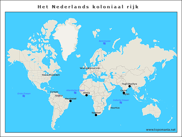Topografie Het Nederlands koloniaal rijk | www.topomania.net