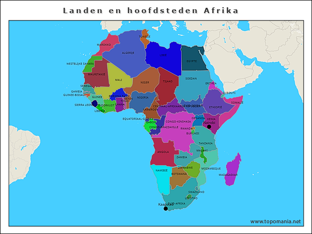 Topografie Landen en hoofdsteden Afrika | www.topomania.net