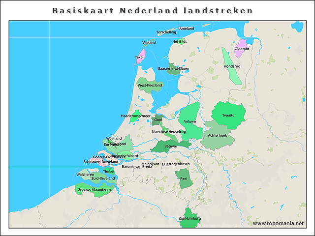 Topografie Basiskaart Nederland landstreken | www.topomania.net