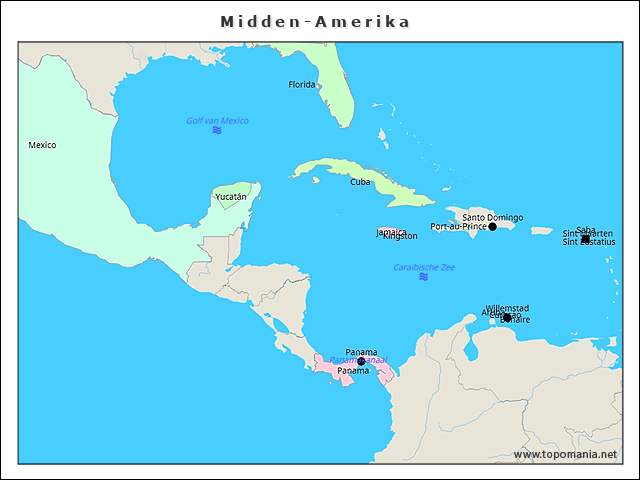 Topografie Midden-Amerika | www.topomania.net