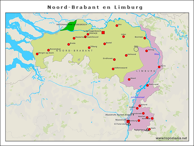 Topografie Noord-Brabant en Limburg | www.topomania.net