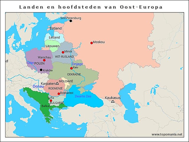 Topografie Landen en hoofdsteden van Oost-Europa | www.topomania.net
