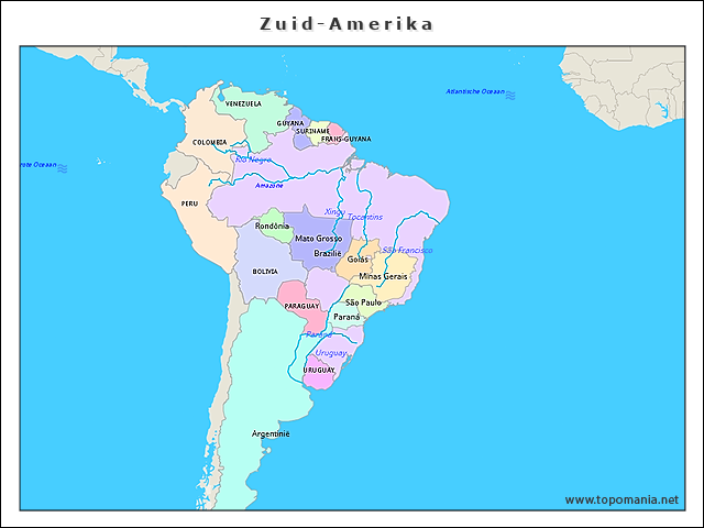 Topografie Zuid-Amerika | www.topomania.net