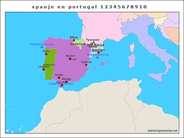 Portugal Spanje Kaart - kaart