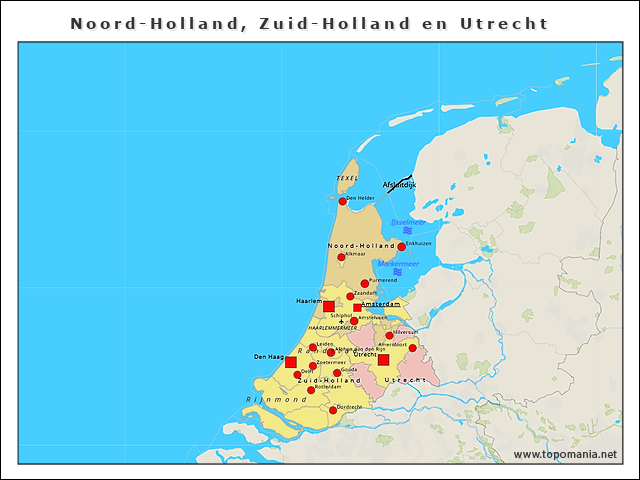 Topografie West-Nederland | www.topomania.net