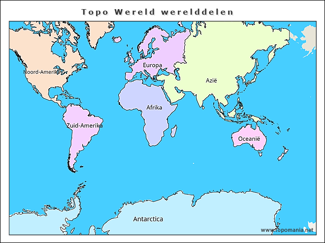 Topografie Topo Wereld Werelddelen