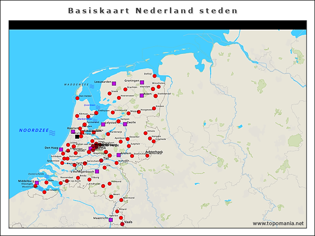 Topografie Basiskaart Nederland steden | www.topomania.net