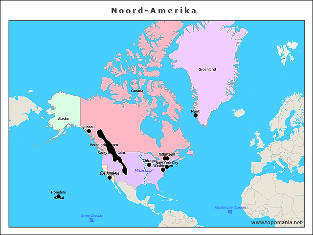 Topografie Noord-Amerika | www.topomania.net