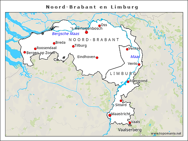 Topografie Noord-Brabant en Limburg | www.topomania.net