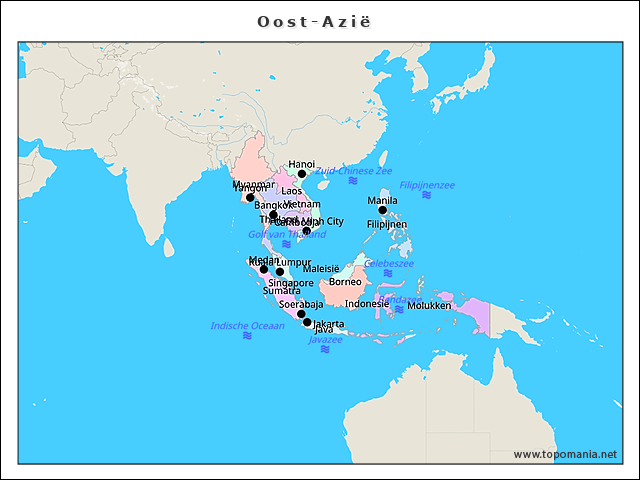 Topografie Oost-Azië | www.topomania.net