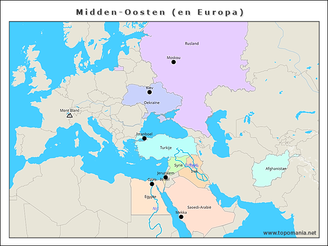 Topografie Midden-Oosten (en Europa) | www.topomania.net
