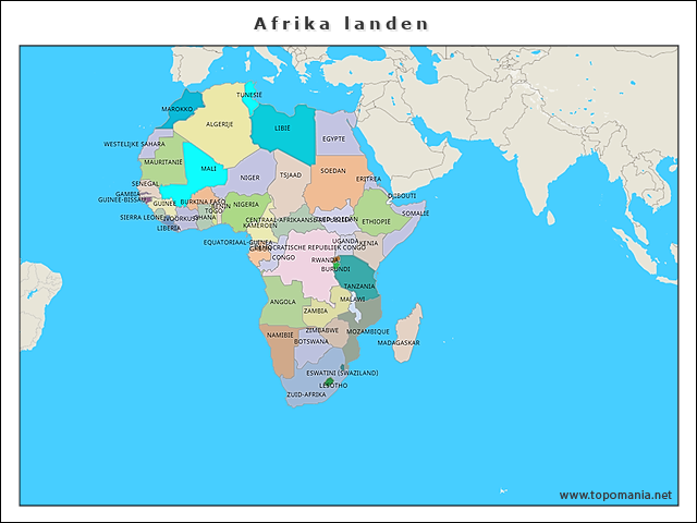 Topografie Afrika landen | www.topomania.net