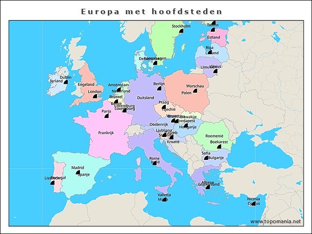 Geography Europa met hoofdsteden | www.topomania.net